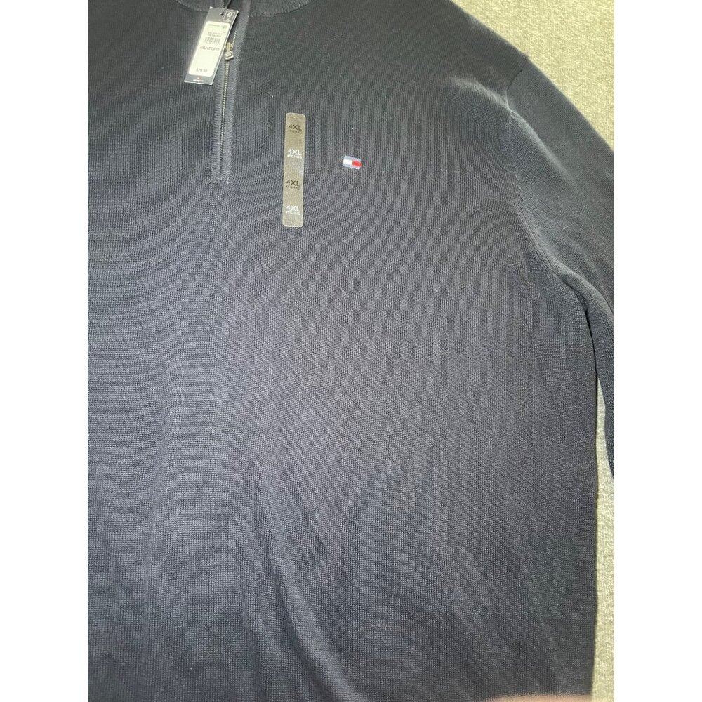 Tommy Hilfiger Mens Navy Half-Zip Sweater 4XL 100% Cotton Knit Pullover